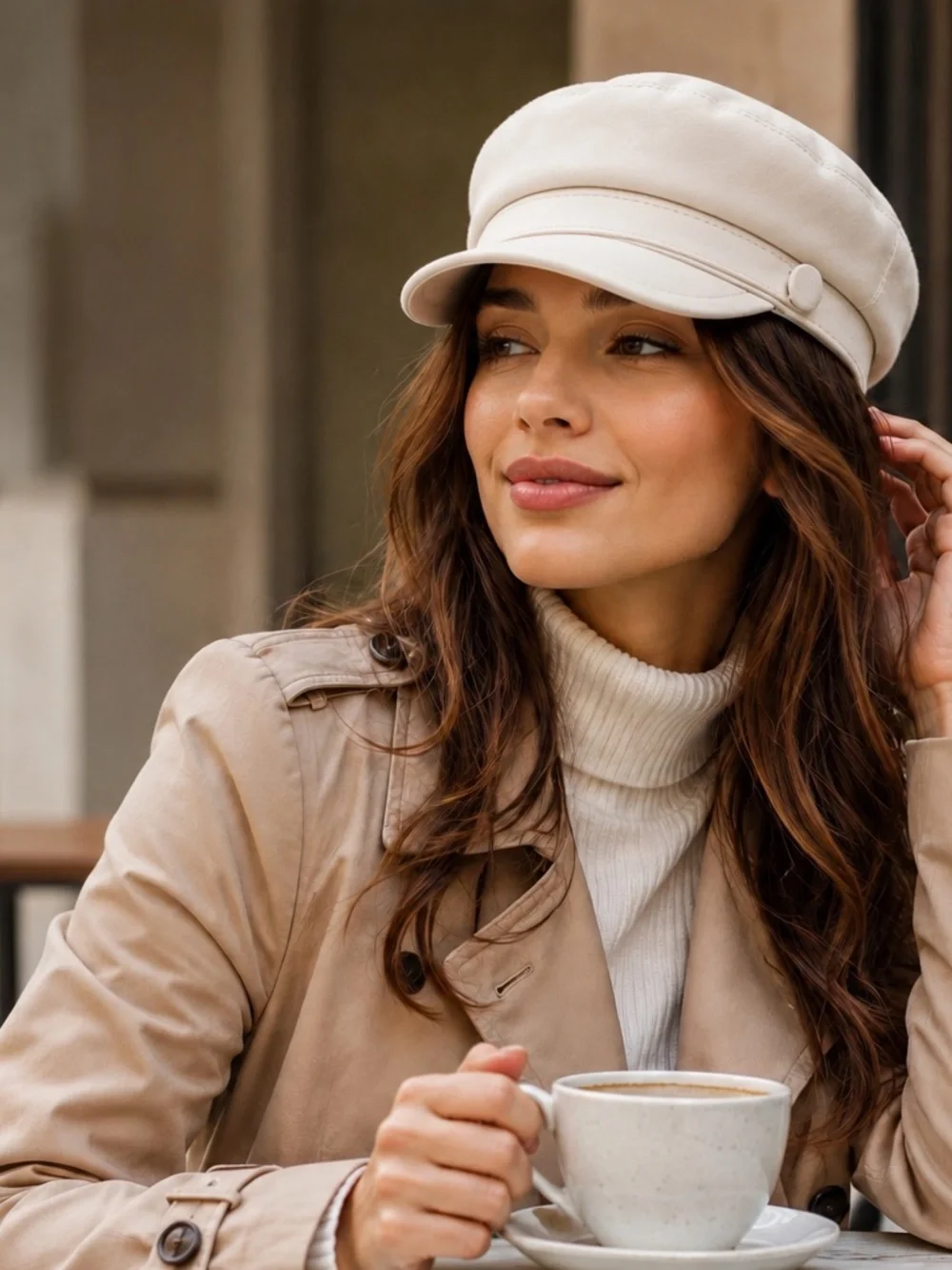 Genuine Lambskin Leather Newsboy Cap Beret – Women’s Yacht Captain Sailor Hat